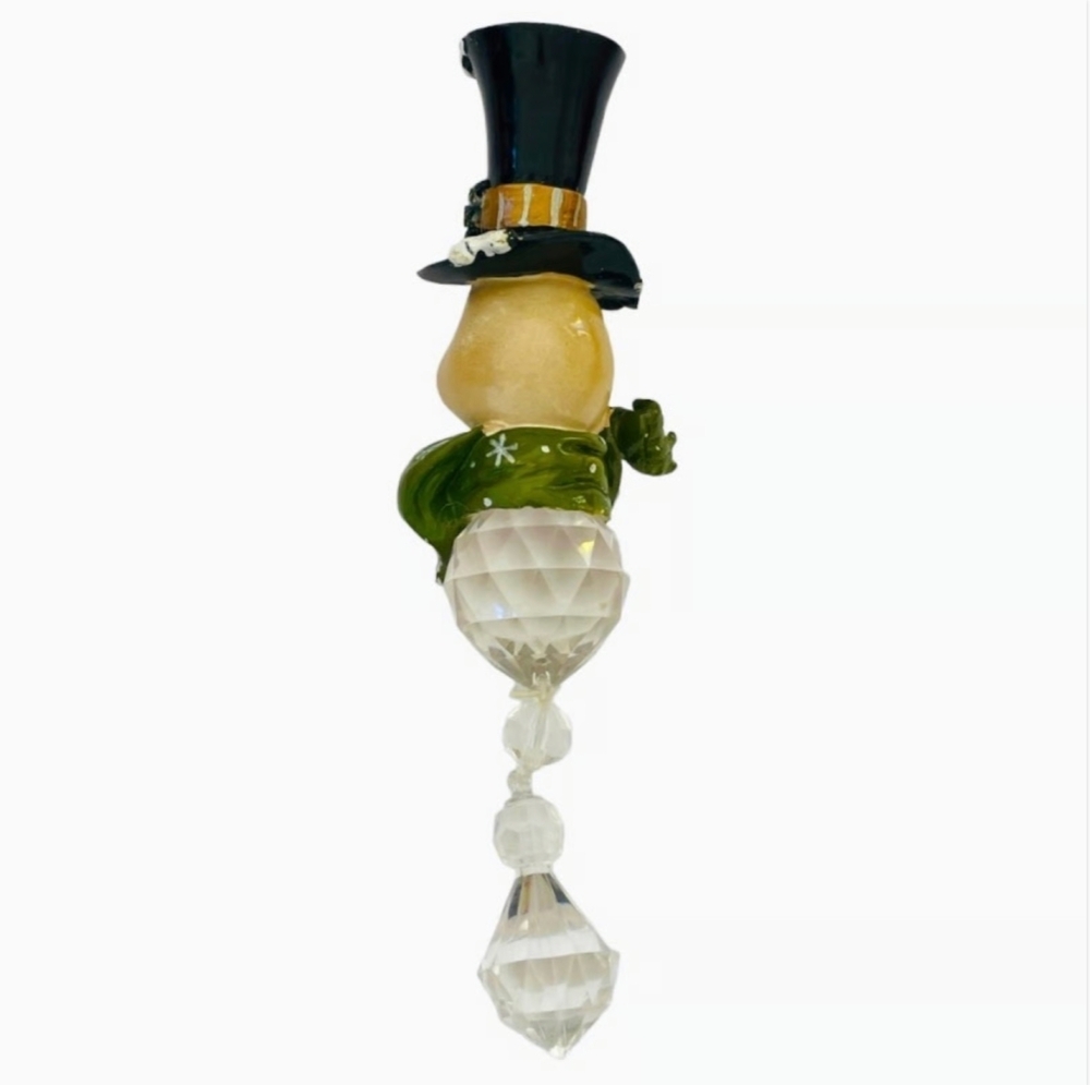 Rare Snowman Teardrop Christmas Ornament Beaded Holiday Tree Decoration - Picture 5 of 5